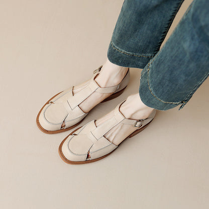 Retro Flat Bottom Women's Sandals Hollowed Toe Box GlamzKart