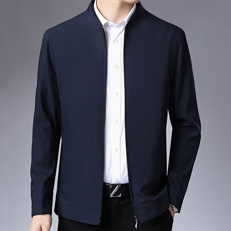 Men's Spring And Autumn New Casual Jacket Dark Blue GlamzKart