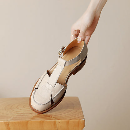 Retro Flat Bottom Women's Sandals Hollowed Toe Box GlamzKart