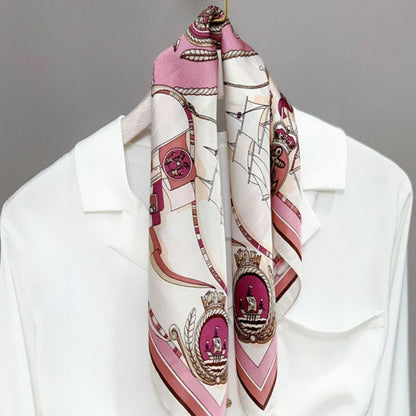 Female Hood Fashionable Silky Satin Wrapped Breathable Nautical Pink 70x70cm GlamzKart