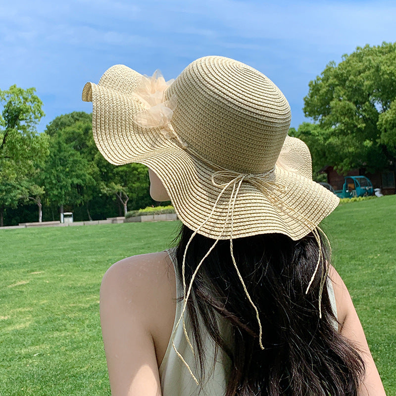 Sun-proof Bow Seaside Vacation Beach Large Straw Hat GlamzKart