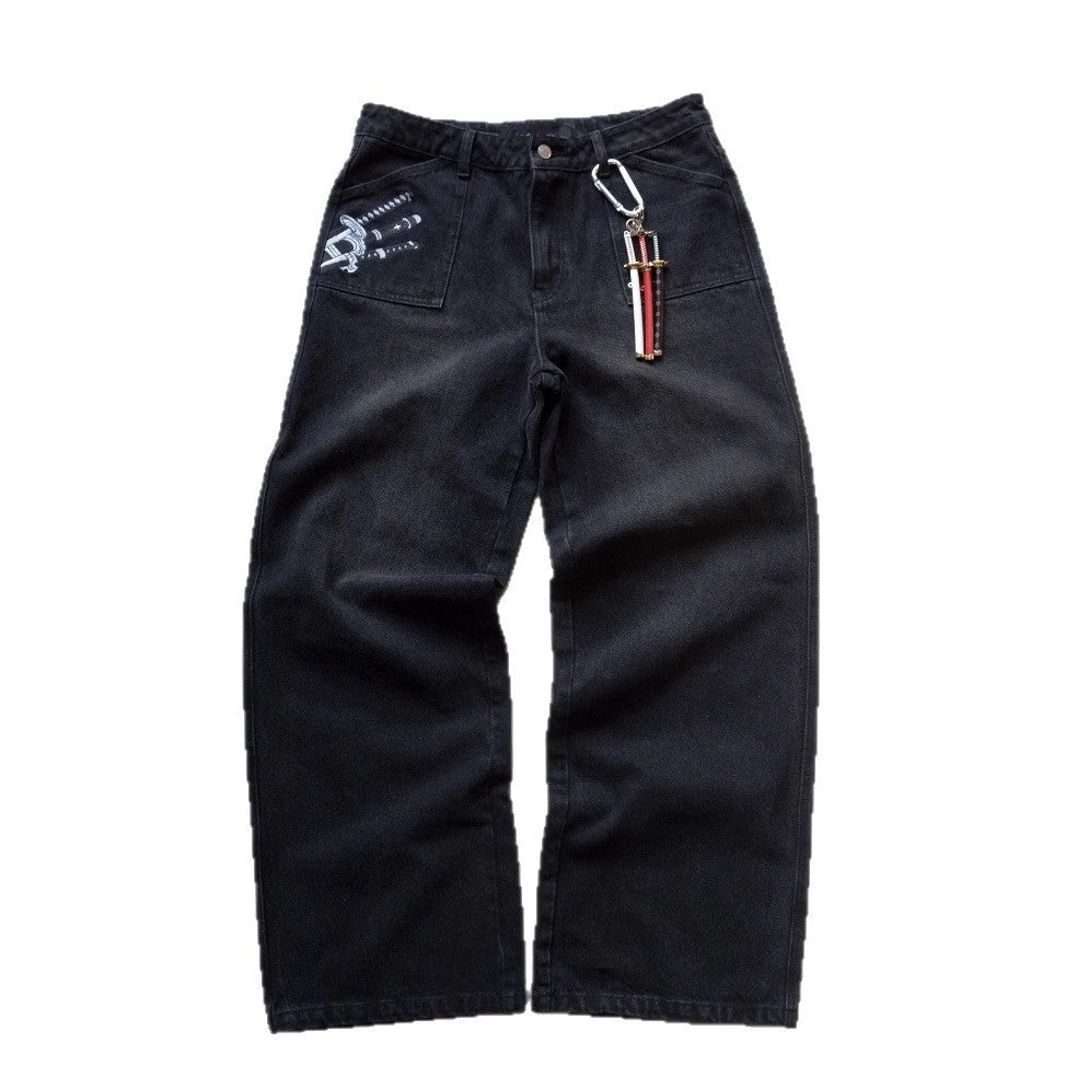 Retro Loose Fried Street Wide-leg Pants Fashionable Trousers Fashion Brand Black Trousers GlamzKart