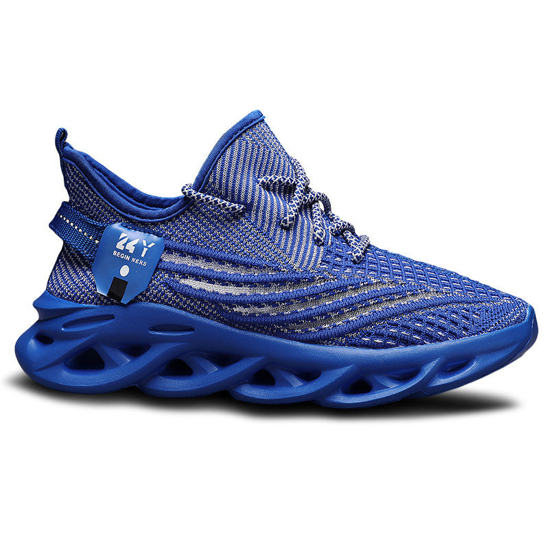 Flyknit Breathable Casual Sneaker Men's Mesh Surface Platform Running Shoes Blue GlamzKart