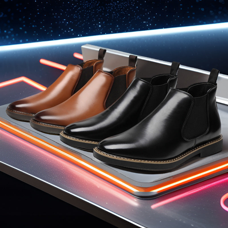 Men's Boots Plus Size British Style Leather Boots Youth All-matching GlamzKart