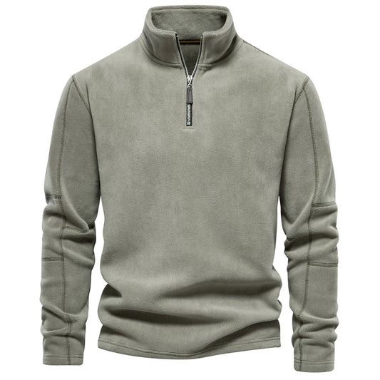 Men's Autumn And Winter New Stand Collar Half Zip Long-sleeved Sweater GlamzKart