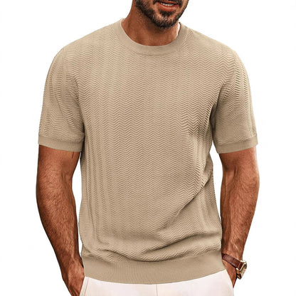 Men's Summer Hollow Breathable Sweater Solid Color T-shirt GlamzKart