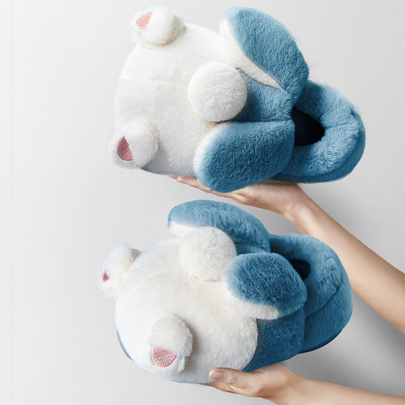 Women In Cotton Slippers With Wrapped Heels Are Cute In Winter Blue Package heel GlamzKart