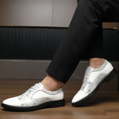 Men's Versatile Spring And Autumn Business Leather Shoes White GlamzKart