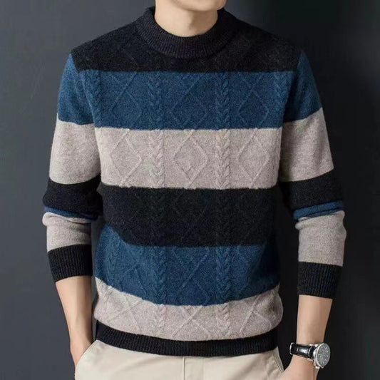 Autumn And Winter Pure Color Youth Business Casual Loose Round Neck Cashmere Knitted Bottoming Shirt GlamzKart