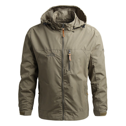 Mountaineering Shell Jacket Windcheater Outdoor Sports Jacket Men's Clothing Khaki GlamzKart
