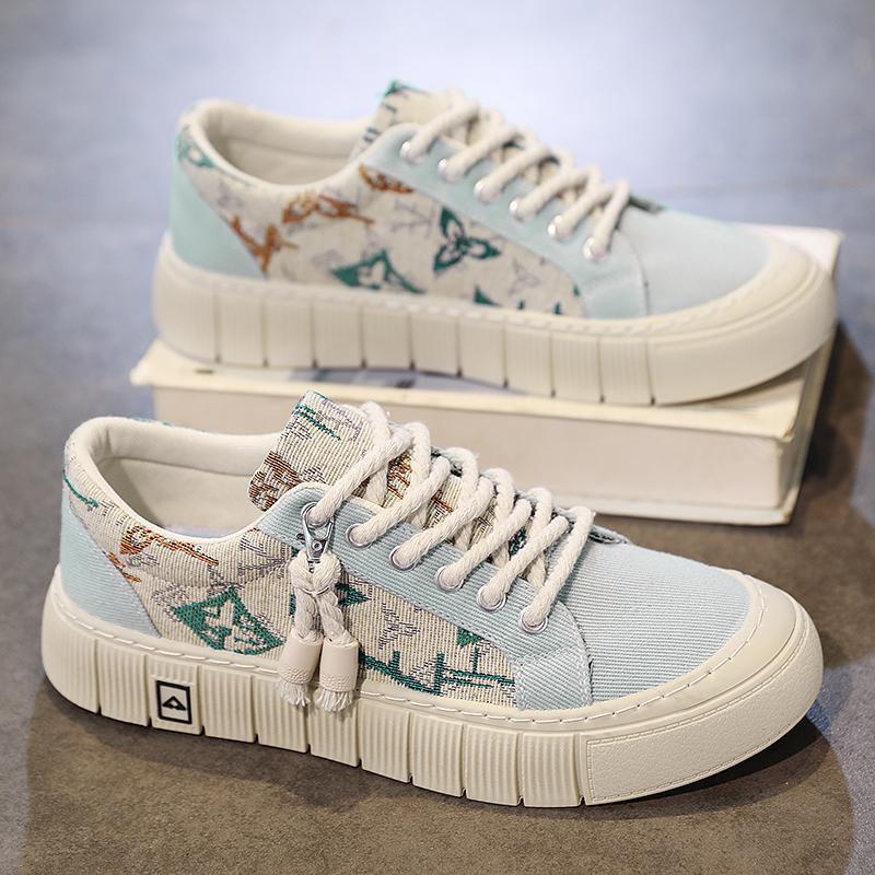 Trendy Wild Four Seasons Canvas Sneakers Blue GlamzKart