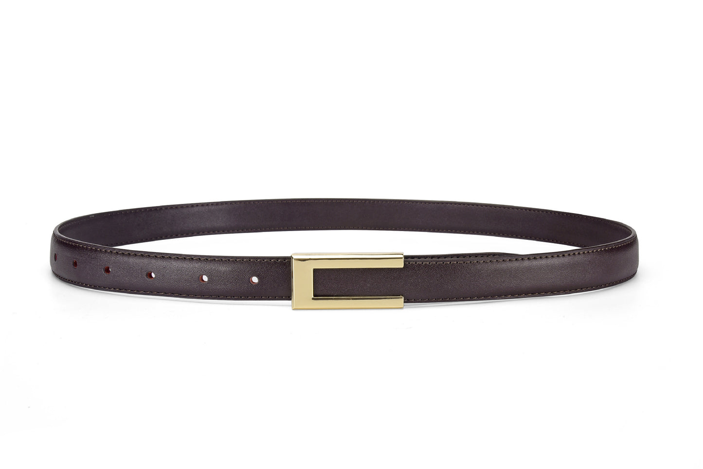 Cowhide Retro Black All-match Decorative Skirt Suit Jeans Leather Thin Belt Brown GlamzKart