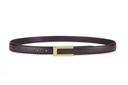 Cowhide Retro Black All-match Decorative Skirt Suit Jeans Leather Thin Belt Brown GlamzKart