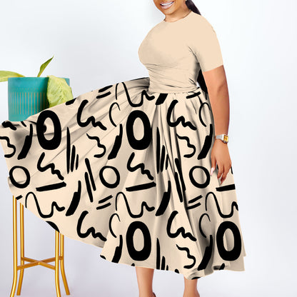 Fashionable Elegant Pleated Swing Ladies Dress Khaki GlamzKart