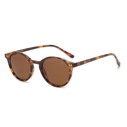 Round Polarized Full Rim Frame Sunglasses Milk Tea Hawksbill Frame Dried GlamzKart
