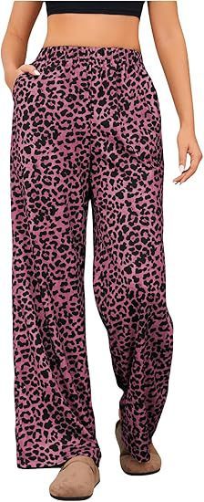 Women's Leopard Print Elastic High Waist Trousers Dark Red GlamzKart