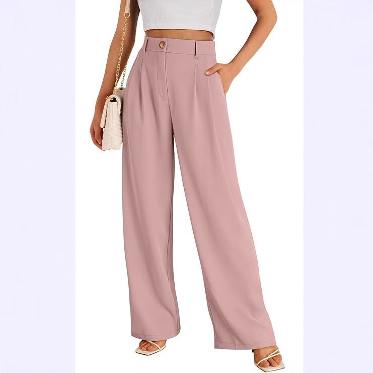 Women's Pocket High Waist Straight All-matching Casual Zipper GlamzKart
