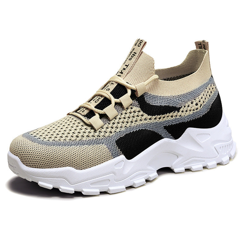 Soft Sole Lightweight Dad Shoes Women's Shoes Flying Woven Breathable Mesh Surface Shoes Beige Black GlamzKart