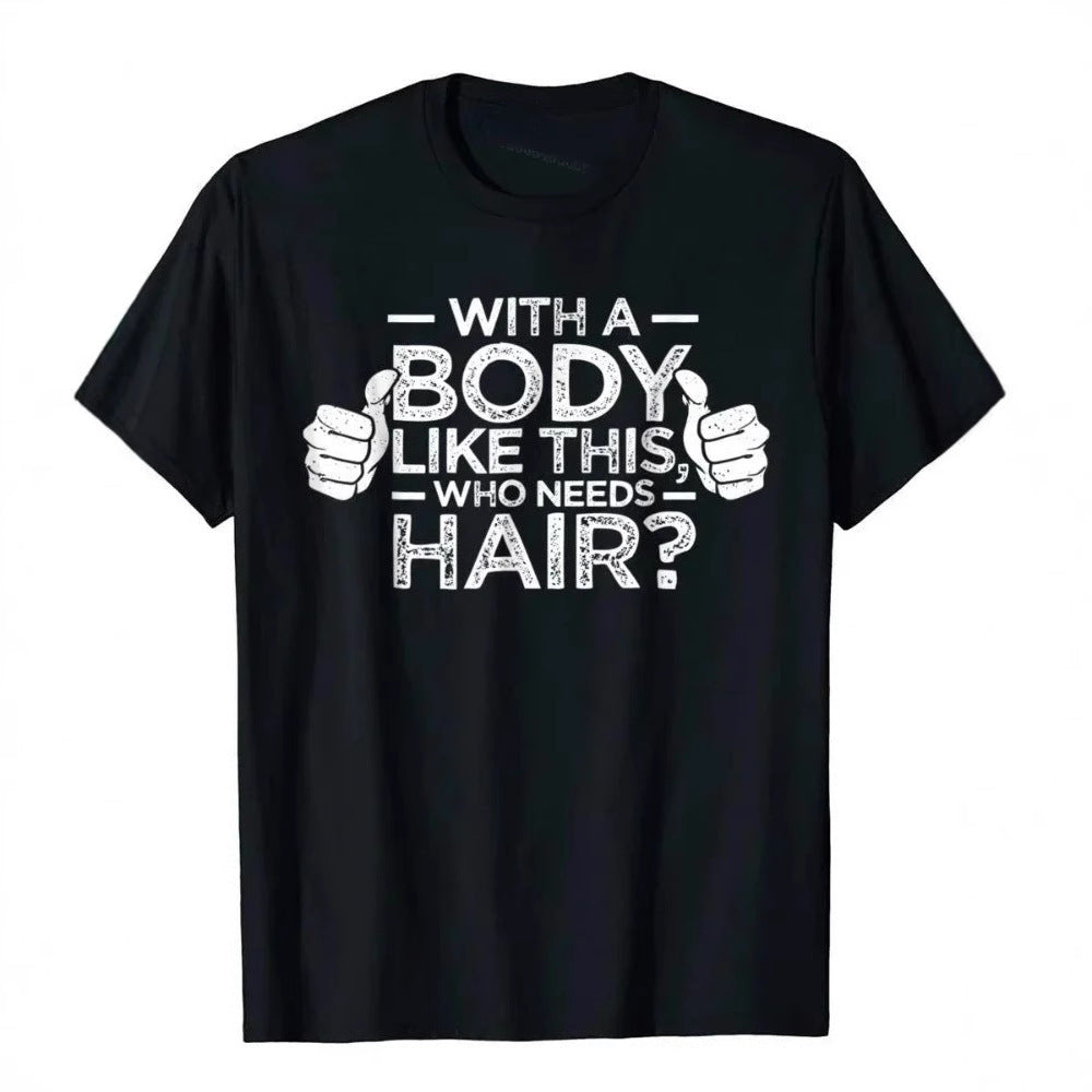 Plus Size Men's Cotton Short-sleeved Summer English Letter Printed T-shirt Top Men GlamzKart