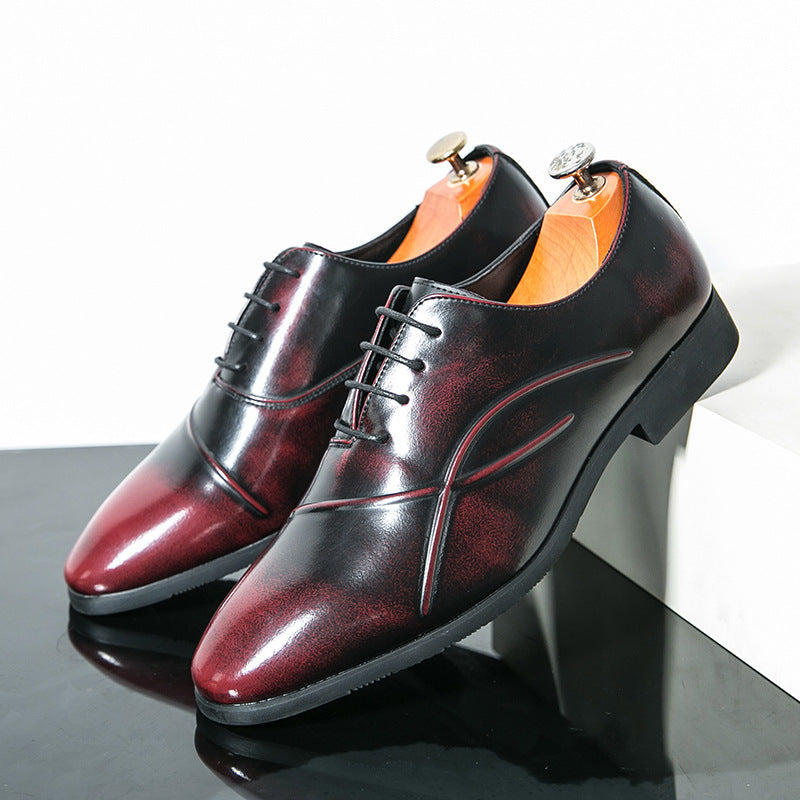 Outdoor Travel Fashion Personalized Men's Leather Shoes 1998 Wine Red GlamzKart