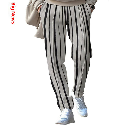 Casual Technology Printing Wide Drawstring Straight-leg Trousers GlamzKart