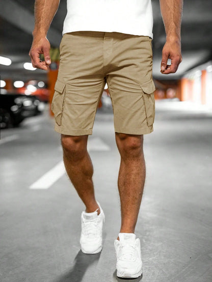 Fashion Personality Men's New Woven Five-point Pants Khaki GlamzKart