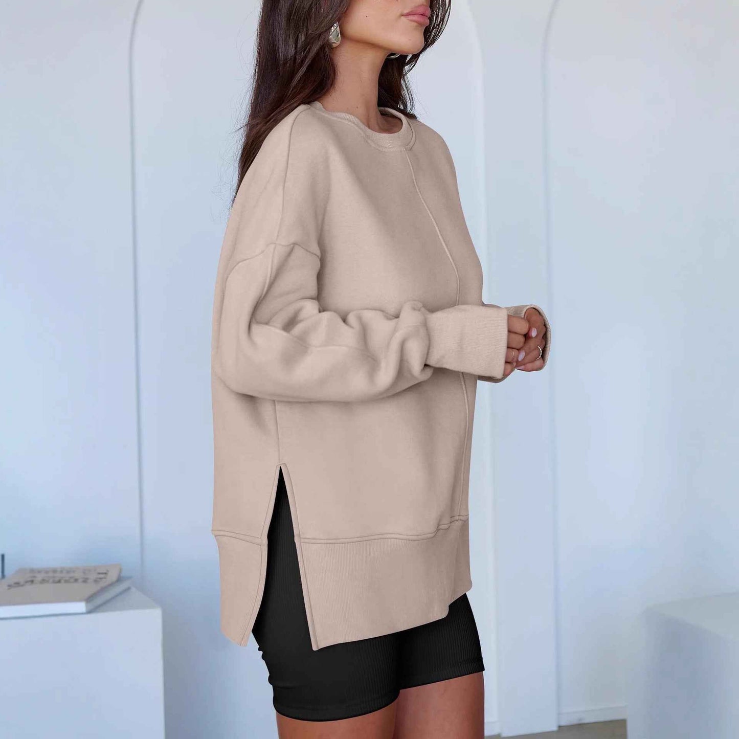 Fashion Casual Round Neck Pullover Loose Sports Long-sleeved Sweater