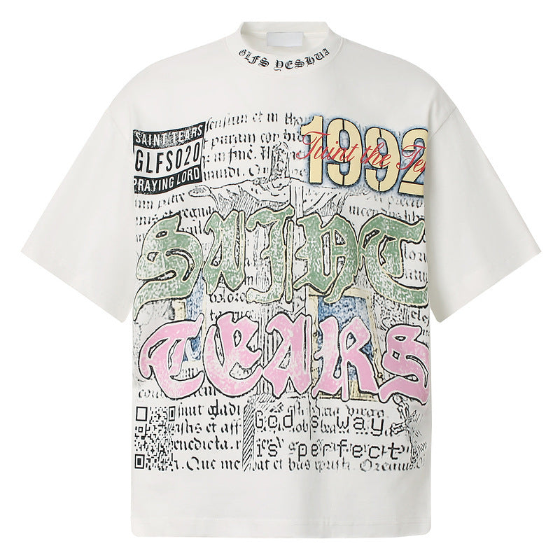 American Retro National Trend Hip Hop Graffiti Short Sleeve GlamzKart