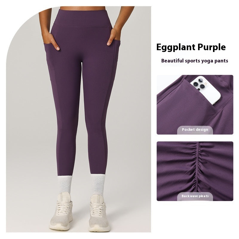 High Waist Shaping Yoga Quick-drying Breathable Fitness Pants Purple GlamzKart