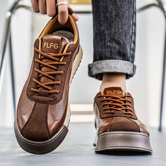 Black Work Casual Leather Shoes Low-cut GlamzKart