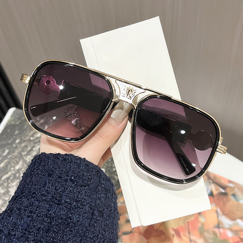 Personality Mid-beam Classic Sunglasses Golden Black Gray GlamzKart