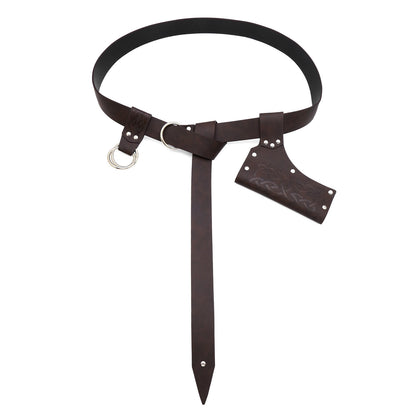 Medieval Knight PU Belt COSPLAY Props Men CST066BR Brown Three Set GlamzKart