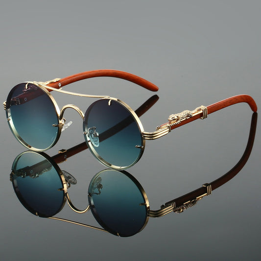 Retro Double Beam Leopard Head Sunglasses GlamzKart