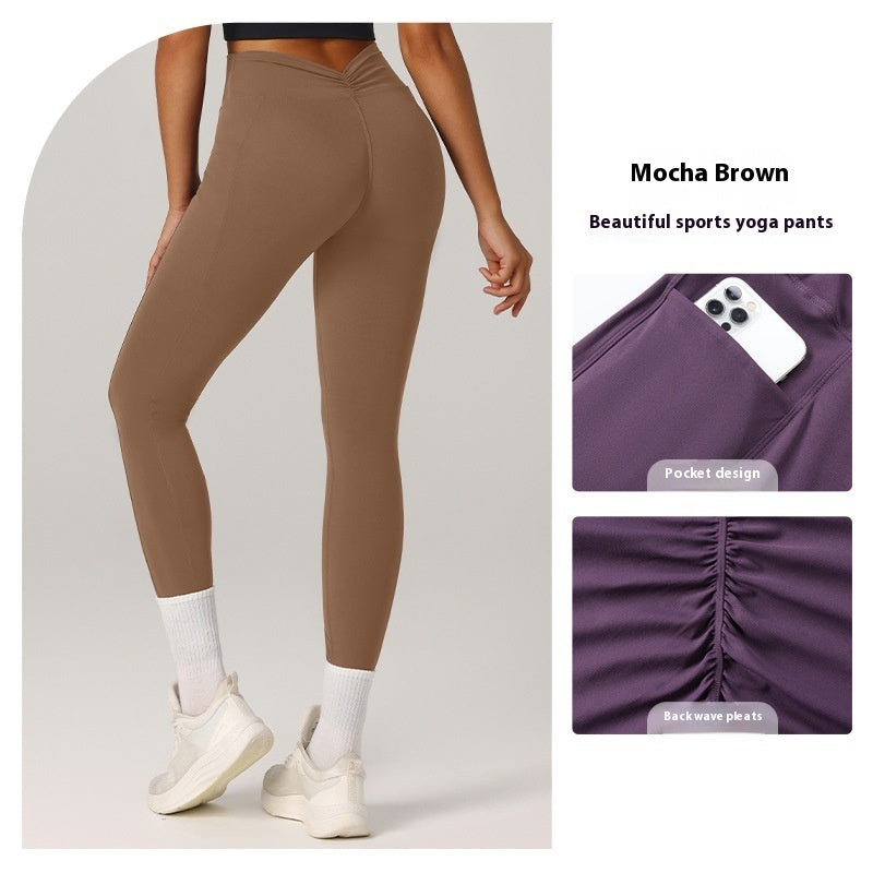 High Waist Shaping Yoga Quick-drying Breathable Fitness Pants Caramel Mocha GlamzKart
