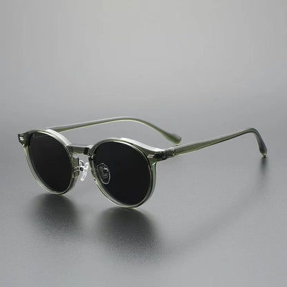 Japanese-style Retro Sunglasses Women's Trendy Round Transparent Green GlamzKart