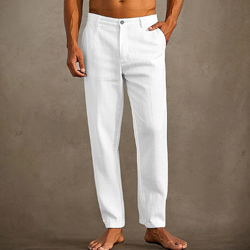 Men's Linen Beach Diagonal Pocket Cool Comfortable Breathable Skinny Pants GlamzKart