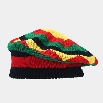 Jamaica Wig Woven Hat Women's Retro Yellow And Green Stitching Beret Light Model 1 Colors M GlamzKart