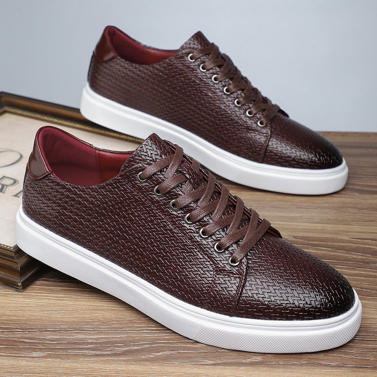 British Style Comfortable Breathable Men's Leather Shoes Low-top Flat Business GlamzKart