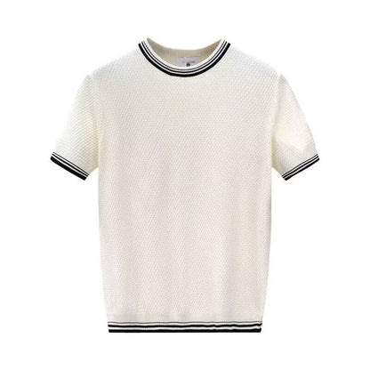 Men's Slim Fit Stretch Crew Neck T-shirt White GlamzKart
