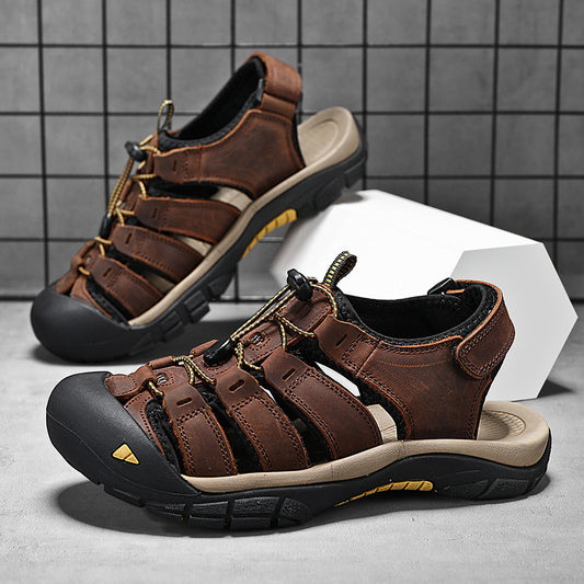 Top Layer Leather Plus Size Men's Beach Sandals GlamzKart