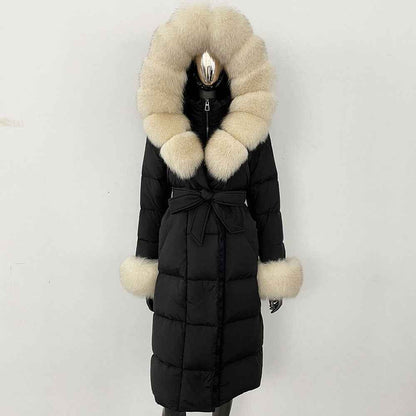 Thickened Long Section White Goose Down Slim Fit Women's Coat