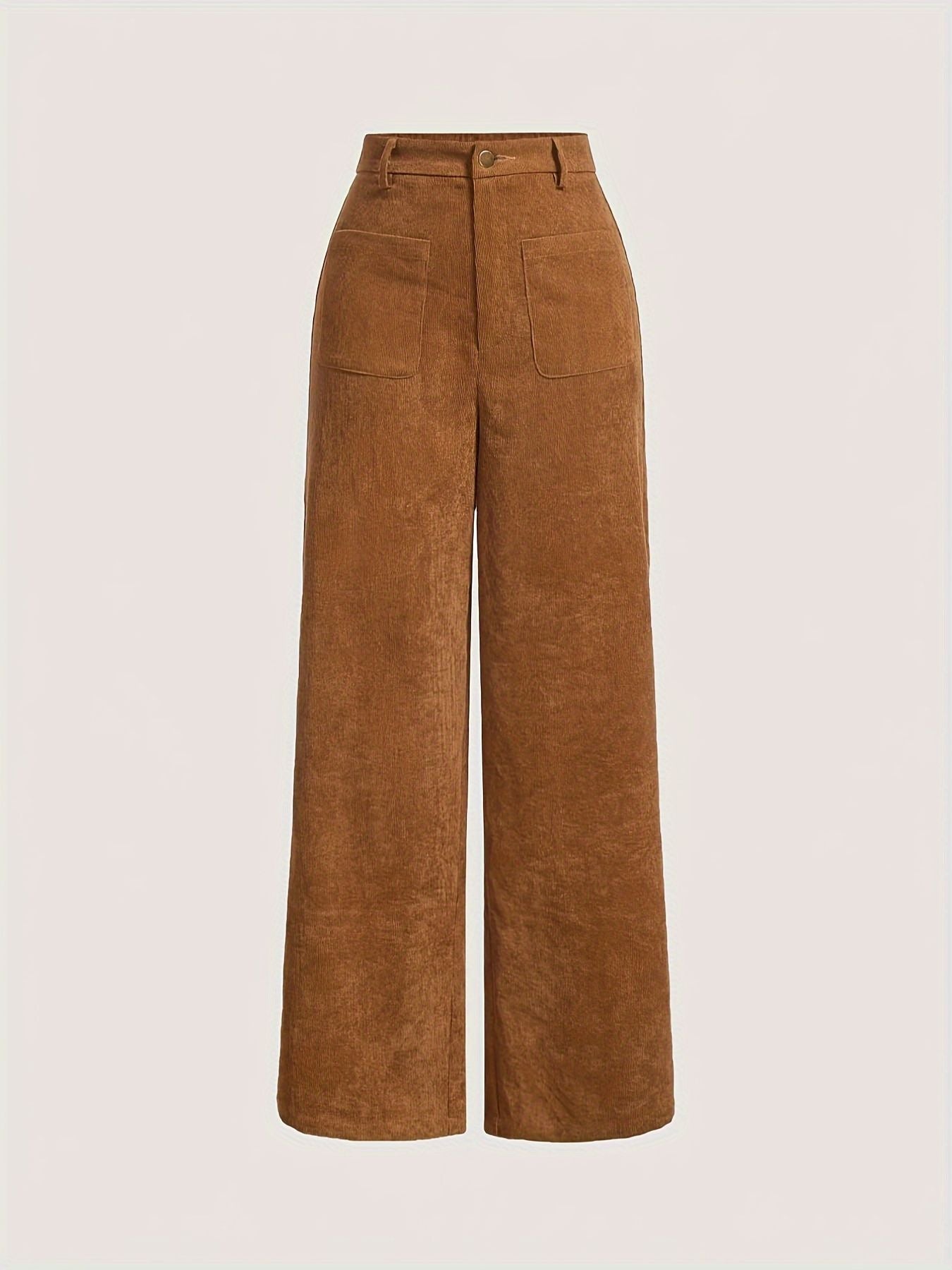 Tall Loose All-matching Corduroy Retro Straight-leg Trousers Caramel GlamzKart