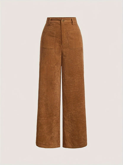 Tall Loose All-matching Corduroy Retro Straight-leg Trousers Caramel GlamzKart