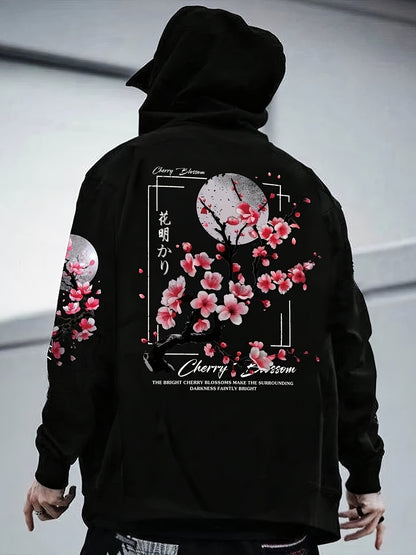 Men's Hoodie With Cherry Blossom Pattern Lining GlamzKart