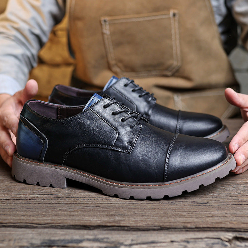 British Style Retro Casual Leather Shoes Men's Casual 3910 Black GlamzKart