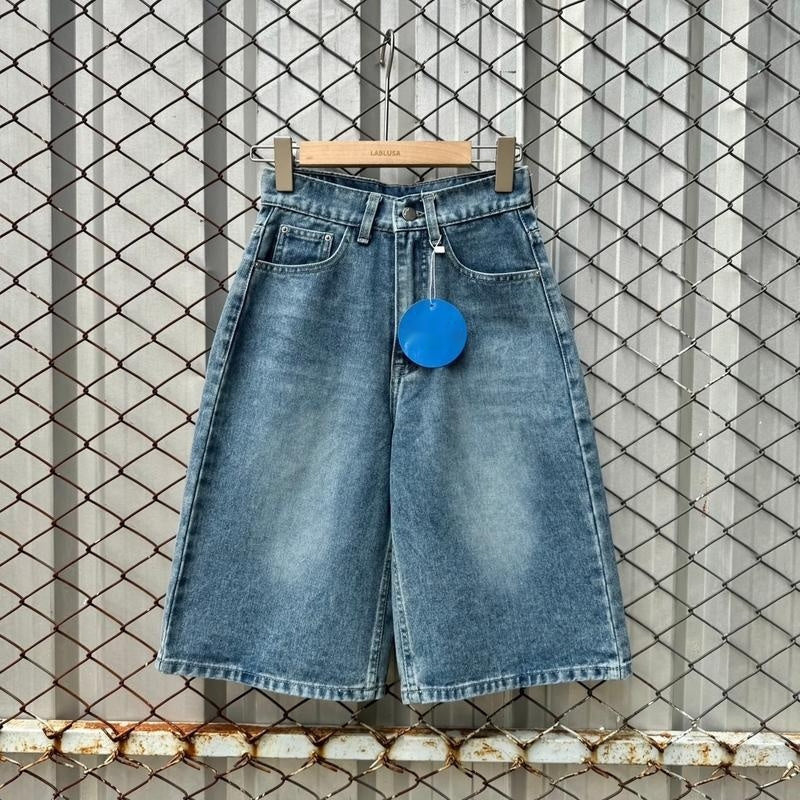 American Retro Washed Loose Design Fifth Pants Men GlamzKart