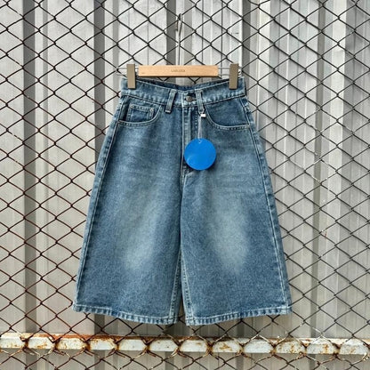 American Retro Washed Loose Design Fifth Pants Men GlamzKart