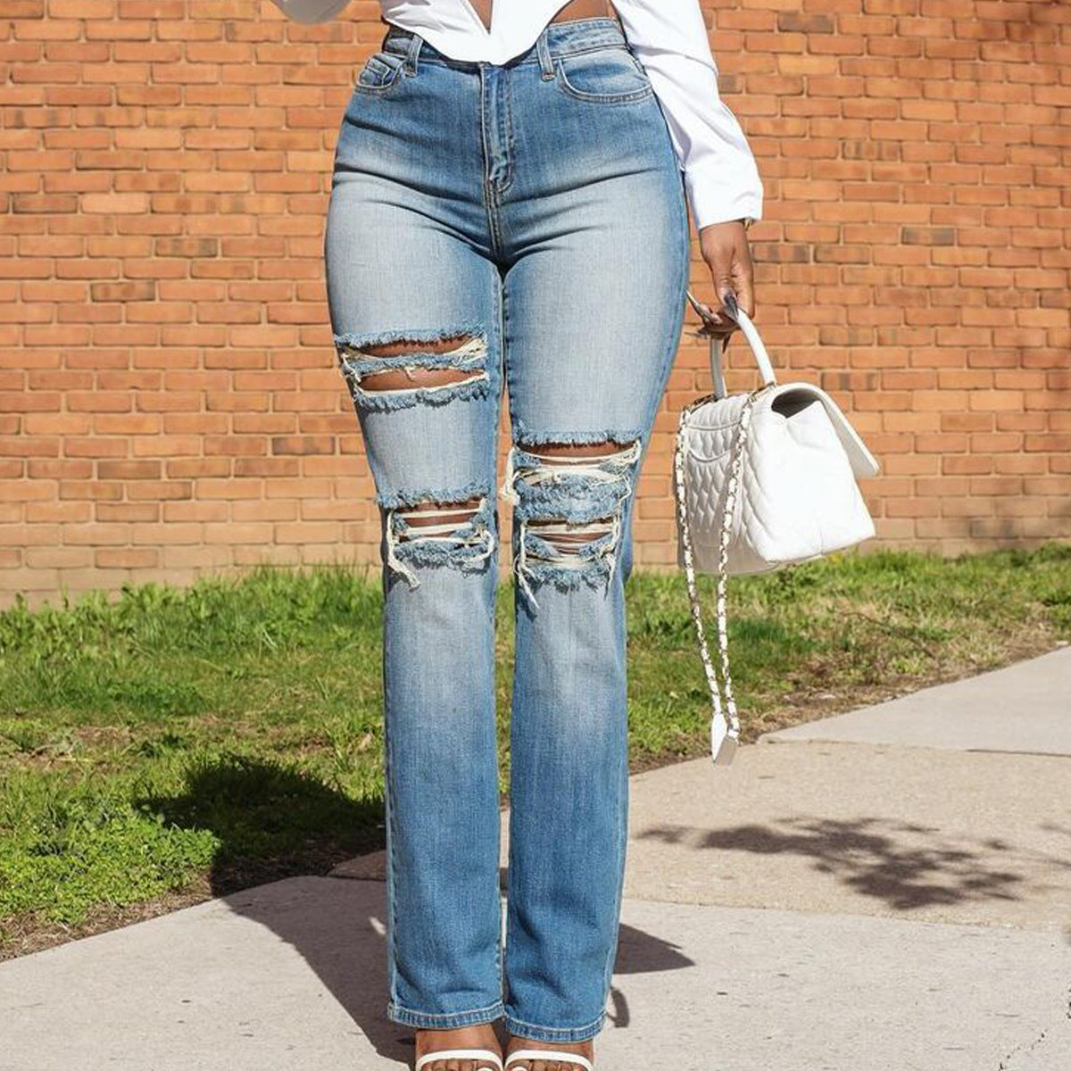 European And American Fashion Women's Stretch Denim Trousers GlamzKart