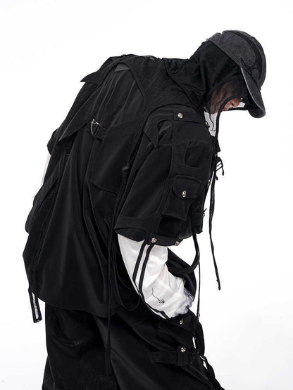 Short Sleeve Men's Dark Pioneer Bandage Jacket GlamzKart