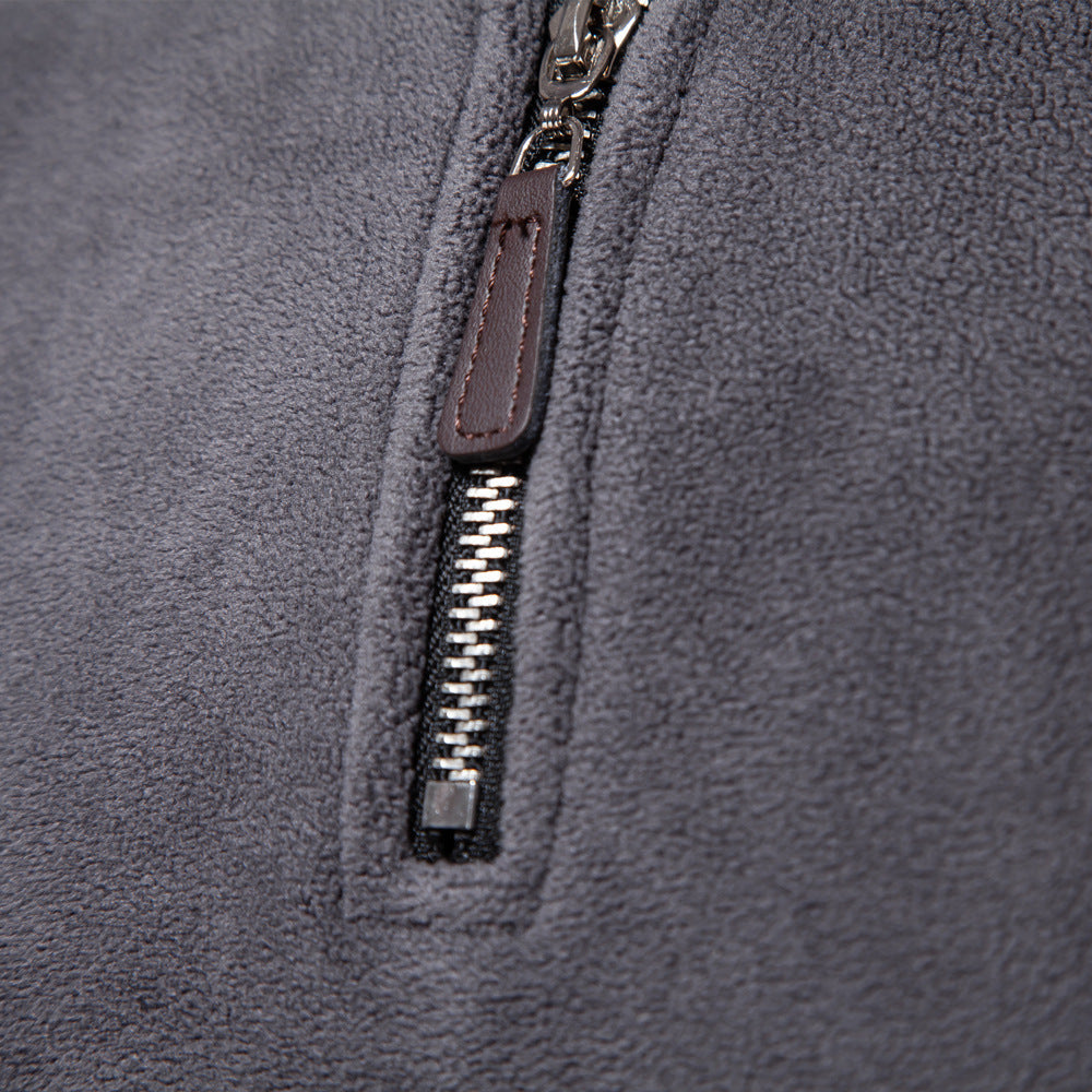 Men's Autumn And Winter New Stand Collar Half Zip Long-sleeved Sweater GlamzKart